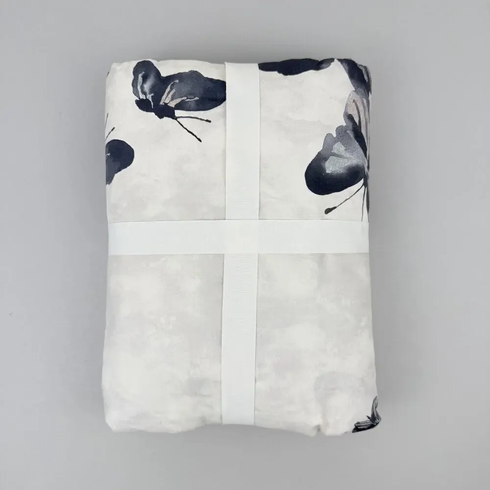 Pottery Barn Butterfly Kisses Duvet Cover KING / CAL KING Cream Cotton Percale